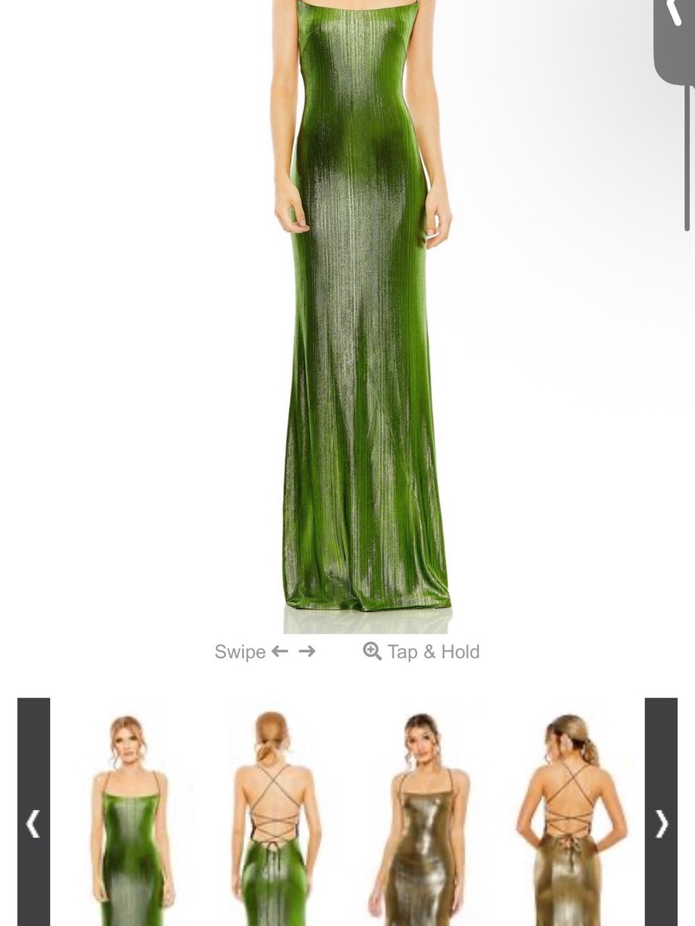 Sleek Green Metallic Slip Gown